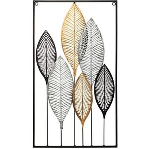 Blad metalen wanddecoratie - 37 x 65 cm - Multicolor