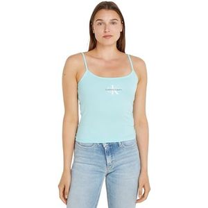 Calvin Klein Jeans Monologo Strappy Tank Top J20j223105 Gebreide tops met korte mouwen voor dames, Blauw (Blue Tint)