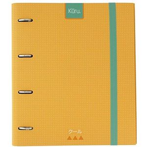 Grafoplás Kuru 88102160-carpeta 4 ringen met envelop, A4, 4 tabbladen en 100 vellen 90 g, geel, extra zacht gevoel