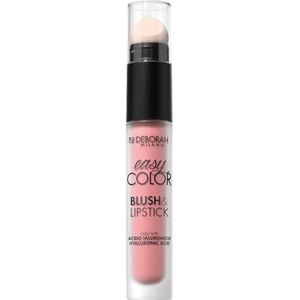 Deborah Milano - Blush & Lipstick Easy Color 01 Pink Crush met hyaluronzuur en zoete amandelolie, intensieve en langdurige kleur op wangen en lippen, 30 ml