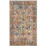 Safavieh Boho CRS504 tapijt voor binnen, rechthoekig, geweven, Crystal Collection, 91 x 152 cm, lichtblauw/oranje