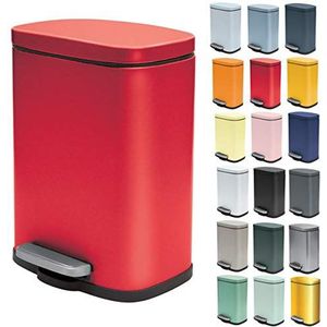 Spirella Pedaalemmer Venice - rood - 5 liter - metaal - L21 x H30 cm - soft-close - toilet/badkamer