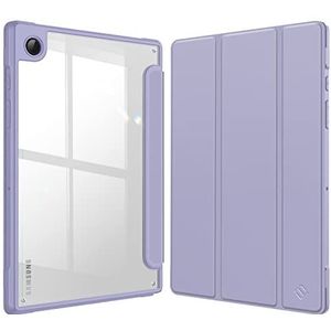 FINTIE Samsung Galaxy Tab A8 10,5 inch (10,5 inch) model 2021 (SM-X200/X205), schokbestendig, met transparante achterkant en automatische slaap-/wekfunctie, lila paars