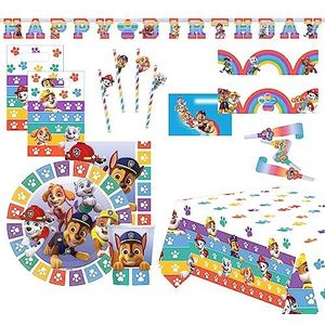 Amscan 9917098 - Paw Patrol partyset, 66-delig, wegwerpservies en decoratie, kinderverjaardag