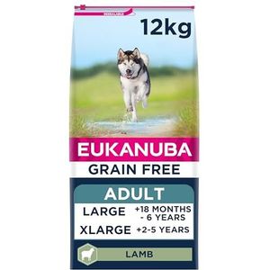 EUKANUBA Grain Free Voeding voor volwassen honden van grote rassen, rijk aan lam, 12 kg