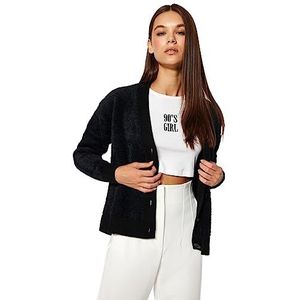 Trendyol Trendyol Gebreid damesvest met lange mouwen, cardigan, sweater voor dames, zwart.