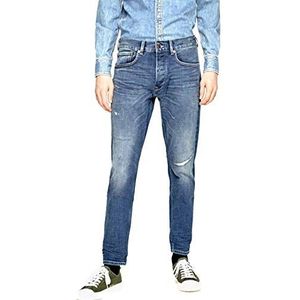 Pepe Jeans Callen Crop Darn Baggy jeans voor heren, Blauw (12oz Darn Thames Blue Denim 000)