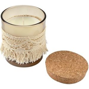 Homéa, Kaars Verrine Macrame Deksel Kurk D7 x 8 cm Bloemen Romance Parfum