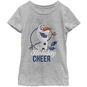 Disney Frozen Olaf Circle Logo Holiday Cheer Christmas Girls T-shirt grijs gemêleerd atletisch, atletisch grijs gemêleerd