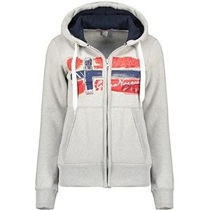 Geographical Norway Gayto Lady Sweatshirt voor dames, capuchon, zakken, kangoeroe-sweatshirt, casual, lange mouwen, warm, lichtgrijs