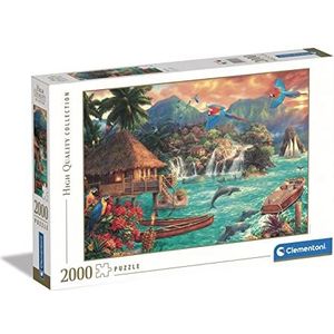 Clementoni - Vida en la Isla puzzel 2000 stuks Does Not Apply Collection-Island Life-2000 Made in Italy, 2000 stukjes, landschappen, entertainment voor volwassenen, meerkleurig, medium, 32569