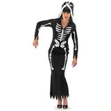 Folat 23730 Skeletjurk voor dames, Halloween, S/M, zwart