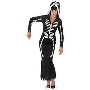 Folat 23730 Skeletjurk voor dames, Halloween, S/M, zwart