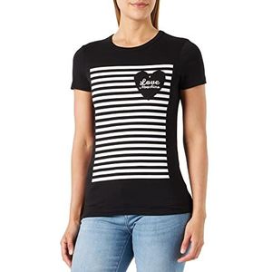 Love Moschino T-shirt met korte mouwen, slim fit, dames T-shirt, zwart.