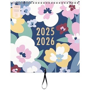 Busy B Family Wall Calendar – 17 maanden aug '25 – dec '26 – bloemendesign – familie wandplanner met 5 schema's, notities, mini-kalenders, stickers en 17 maanden opbergzakken – 30,5 x 30,5 cm