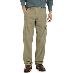 Wrangler Authentics Klassieke cargobroek van keperstof met losse pasvorm, casual broek voor heren, Britse kaki keperstof