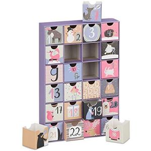 Relaxdays Adventskalender doe-het-zelf, 24 lege dozen, dobbelstenen om zelf te vullen, Kerstmis, kinderen en volwassenen, paars, papier, lila, 1 stuk