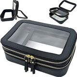 JAZD Transparante make-uptas, make-uptas, toilettas voor dames, make-uptas voor op reis, kleine transparante tas, make-uptas voor handtas, zwart., Transparante make-uptas