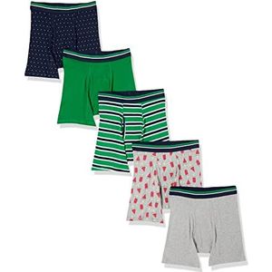 Amazon Essentials Set van 5 boxershorts voor heren, gestippeld, groen, grijs gemêleerd, popsicle, strepen, maat S