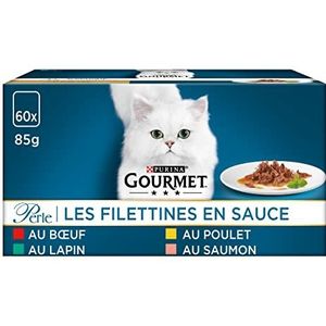 Gourmet Les Filettines en Sauce: Rundvlees, kip, konijn en zalm, 85 g, 1