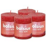 4 stuks Bolsius rood rustiek stompkaarsen 80/68 (35 uur) Eco Shine Delicate Red