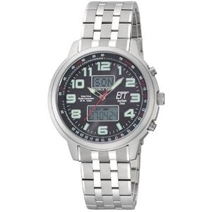 ETT Eco Tech Time EGS-11302-22M Zonnehorloge voor heren, chronograaf met roestvrijstalen armband, armband, Armband