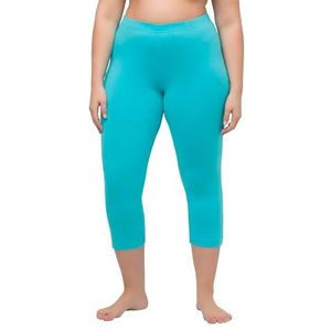 Ulla Popken Capribroek, lengte 7/8, elastische tailleband, tot maat 38/40 FR damesbroek, Deep Aqua