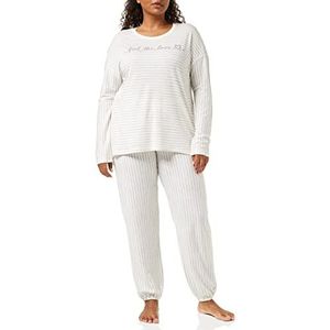 Triumph Kits Pk Lsl 10 Co/Md Pijama Set Dames, Wit - Donkere jumpsuit.