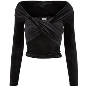 Urban Classics Dames corduroy T-shirt met lange mouwen en schoudervrij, zwart, XXL, zwart.