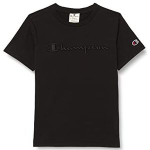 Champion T-shirt met korte mouwen voor kinderen en jongens, zwart, 5-6 jaar, zwart.