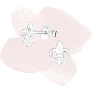 Laimons Damesoorbellen Lilie Fleur de Lis, glanzend, sterling zilver 925/1000, geen edelsteen, sterling zilver, Geen edelsteen
