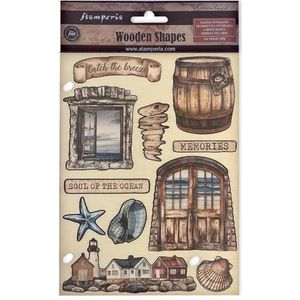 Stamperia KLSP183 Gekleurde houten vormen, bruin, 14,8 x 21 x 0,8 cm