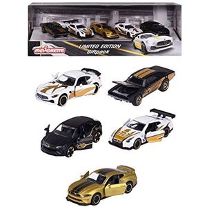 Majorette - Cadeauset Limited Edition 9-5 kleine miniatuurauto's in goudlook, voor kinderen vanaf 3 jaar, speelgoedauto's met vrijloop en ophanging, 2 exclusieve automodellen,