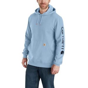 Carhartt Sweatshirt met capuchon met gemiddelde mouwen en logo, normale maten en grote capuchontrui voor heren, Mistblauw