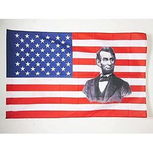 AZ FLAG Vlag USA met Abraham Lincoln 90 x 60 cm - Vlag Historische Amerikaanse vlag, 60 x 90 cm, schede voor vlaggenstok
