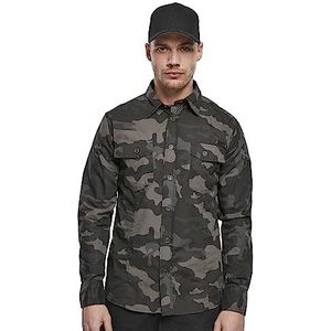 Brandit Men Slim Shirt 4005 Herenoverhemd, Donker camouflagepatroon