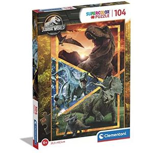 Clementoni - Jurassic World Supercolor World-104 stukjes, kinderen 6 jaar, cartoon-puzzel, gemaakt in Italië, 27181