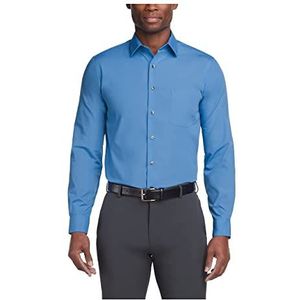 Van Heusen Poplin Regular Fit Solid Point Collier Dress Shirt Chemise, Pacifique, 41.91 cm col/91.44/93.98 cm Manche (L) Homme