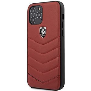 CG MOBILE Ferrari Off Track harde hoes voor iPhone 12 Pro Max (gewatteerd echt leder) rood