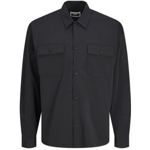 Jack & Jones Jcooutdoor Overshirt Ls Sn Vrijetijdshemd voor heren, zwart.