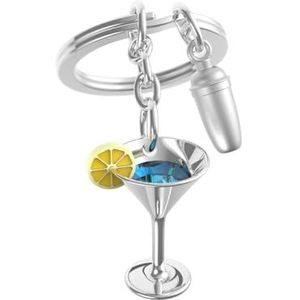 Metalen sleutelhanger cocktail – cadeau voor heren, cadeau voor dames, zilver, eenheidsmaat, zilver.