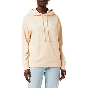 Levi's Grafische standaard hoodie voor dames, Peach Pure Fleece Logo Poster, S, Peach Puree Polar Fleece Logo Poster