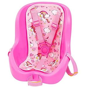 Bayer Design 67300AA Fietszitje voor poppen tot 46 cm, met riem, poppenaccessoires, roze