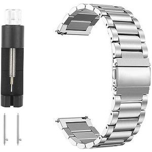 smtfcty Vervangende roestvrijstalen horlogeband 20 mm met dubbele vouwsluiting, reserveaccessoires met verstelbaar schakelgereedschap, voor dames en heren