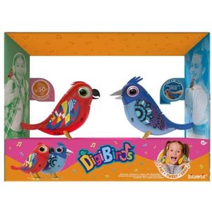 DIGIBIRDS Set van 2 interactieve vogels, fluiten en zingen, reageren op aanraking en stem, willekeurige kleur, speelgoed voor kinderen, vanaf 5 jaar