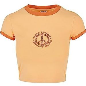 Urban Classics T-shirt court en jersey stretch pour femme, disponible dans de nombreuses couleurs, tailles XS à 5XL, Orange pale/orange vintage, 3XL