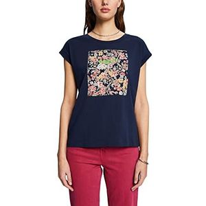 ESPRIT 043ee1k321 T-shirt voor dames, 400 / marineblauw