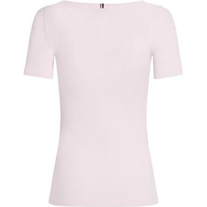 Tommy Hilfiger Slim 5x2 Rib C-nk Ss Ww0ww37866 SLIM 5X2 RIB C-NK SS WW0WW37866 Dames, Lichtroze, XL