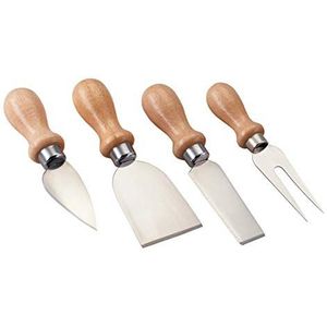 Kitchen Craft - Set van 4 kaasmessen van roestvrij staal en houten handgrepen