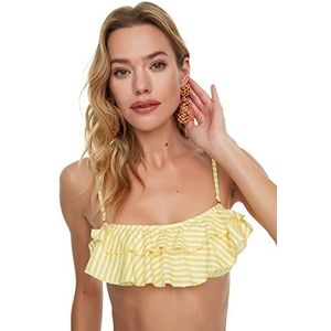 Trendyol Bikinitop zonder bandjes voor dames, gestreept, geel, 36, Geel.